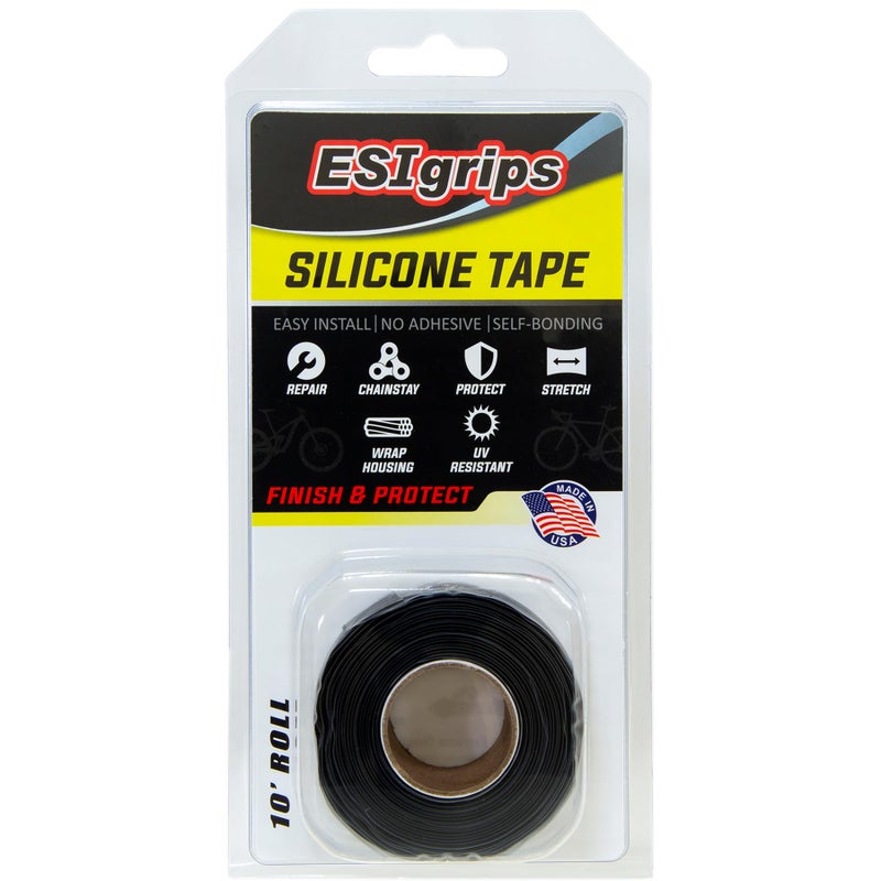 ESI Grips Silicone Tape 10' Roll â€“ Self-Bonding Silicone Wrap for Bike Handlebars, Frame Protection, Bicycle Handlebar Grip, and Customization â€“ Made in USA - Black